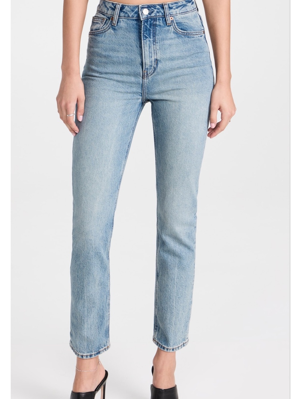 Reformation Liza Ultra High Rise Slim Straight Leg Jeans in Malta Wash